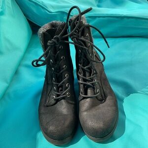 White Mountain Black Combat Moto Boots Lace-Up